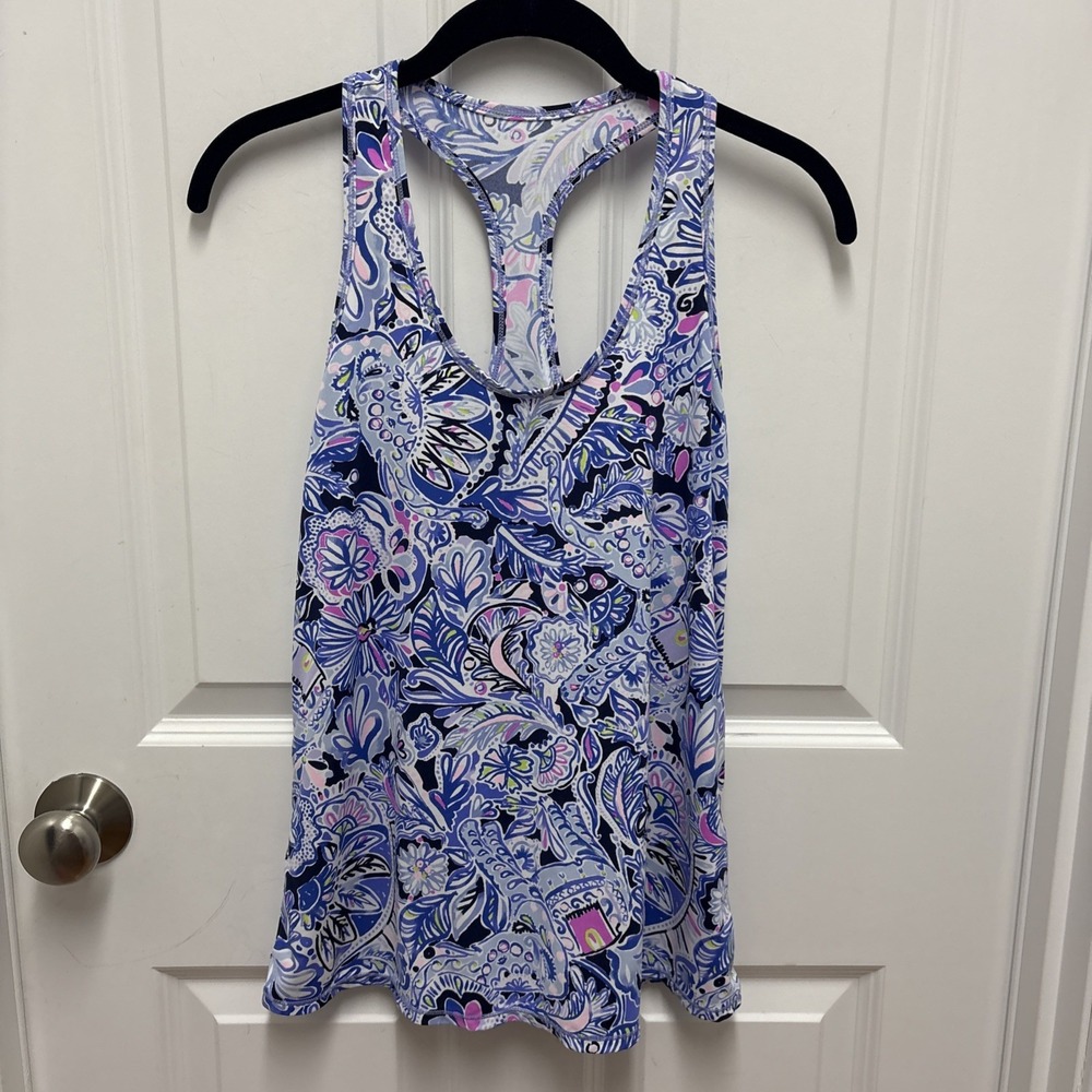 Lilly Pulitzer XS Namastay In The Jungle LUXLETIC TANK Meryl Nylon UPF50